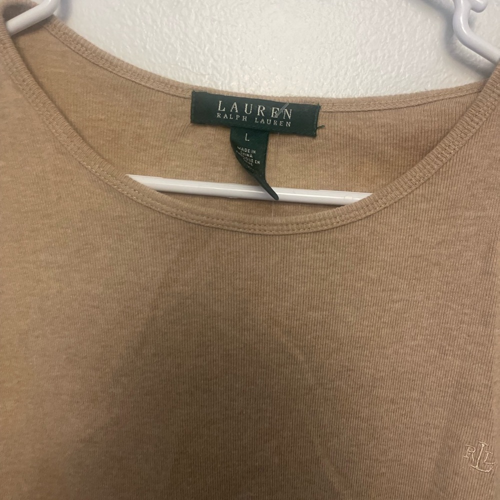 Polo Ralph Lauren Beige Long Sleeve Shirt RLL Logo Size Large - Picture 3 of 4